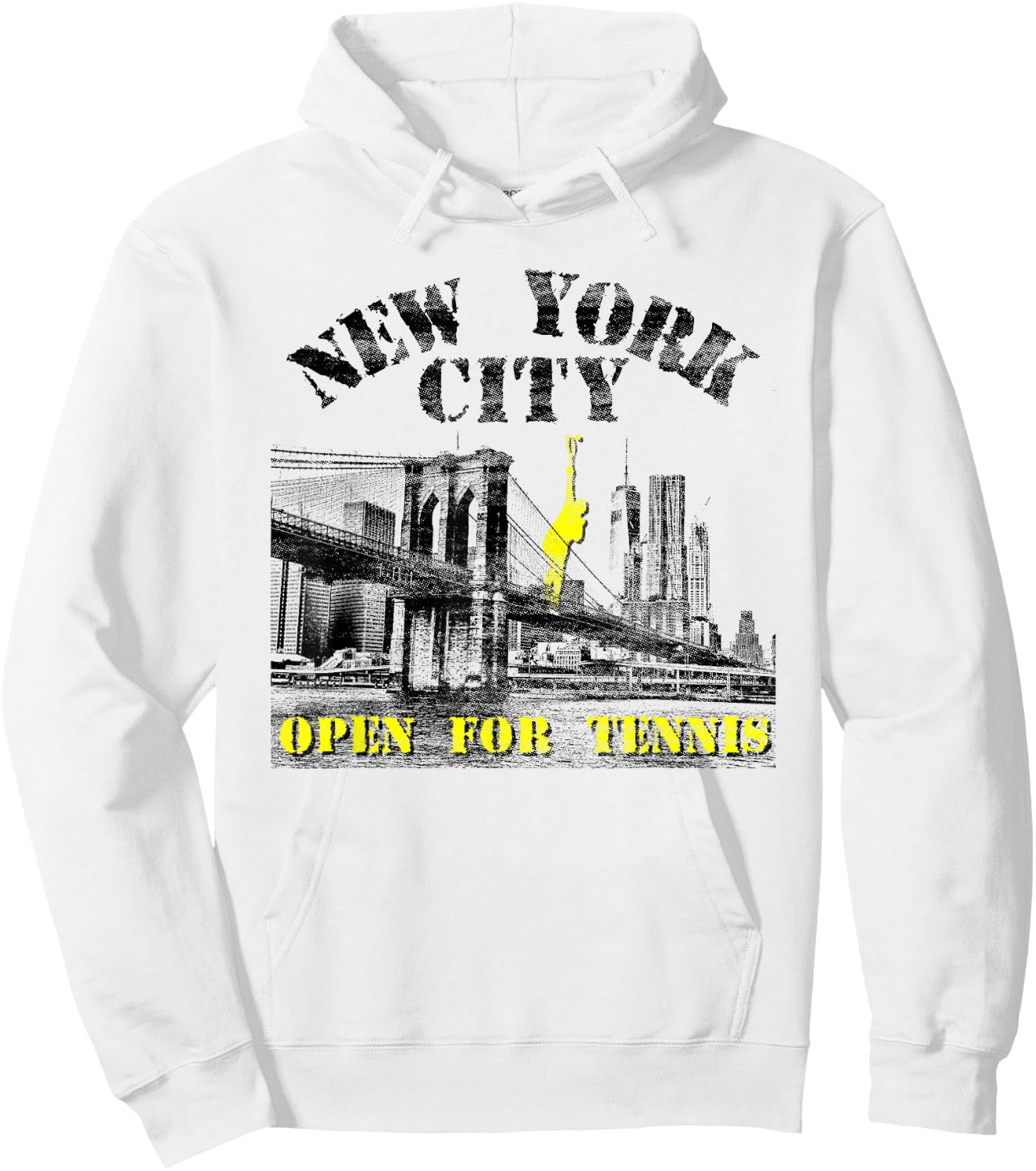 New York City Open for Tennis | Vintage Look | NYC Skyline Hoodie - Hoodie | White