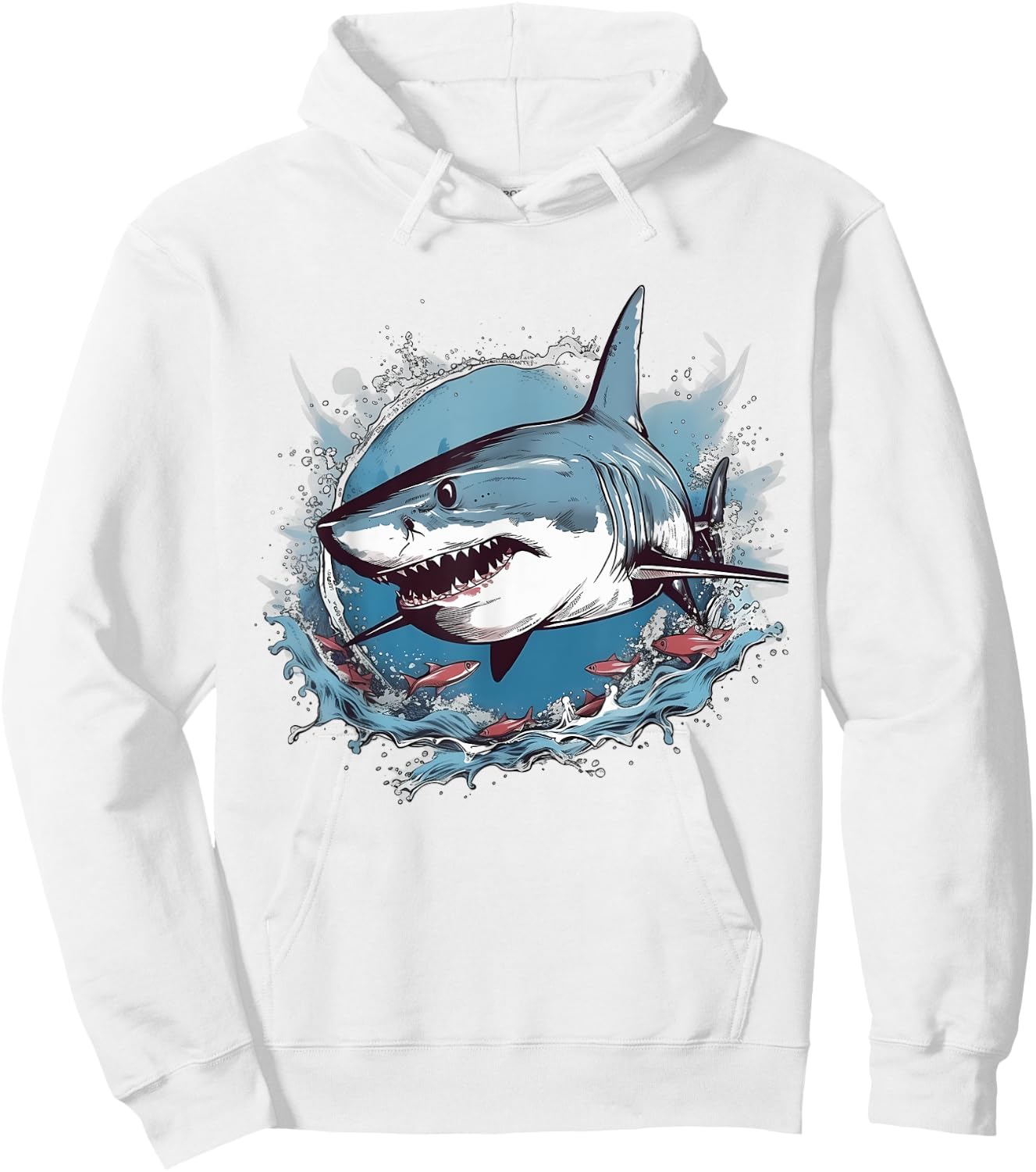 Retro Style Great White Shark Hoodie - Hoodie | White