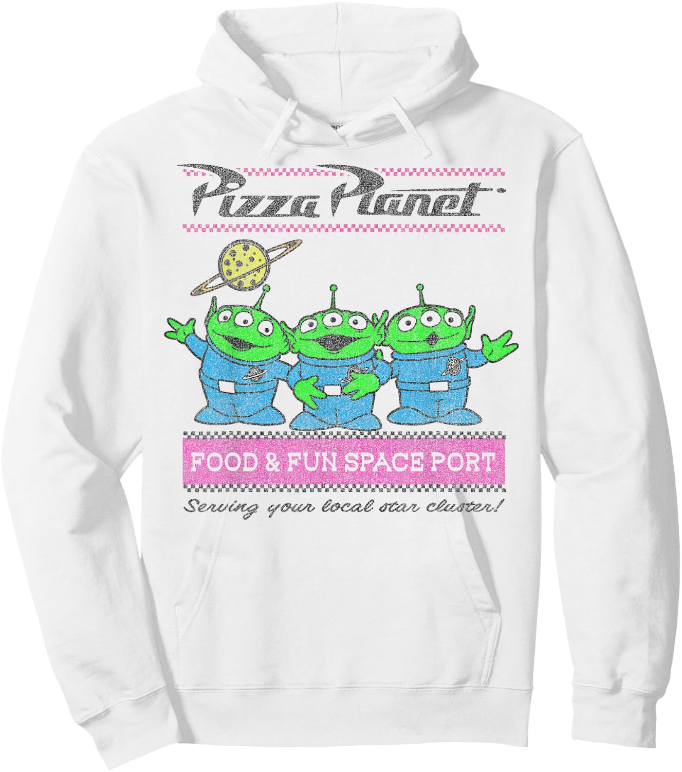 Disney Pixar Toy Story Aliens Pizza Planet Pastel Logo Hoodie - Hoodie | White