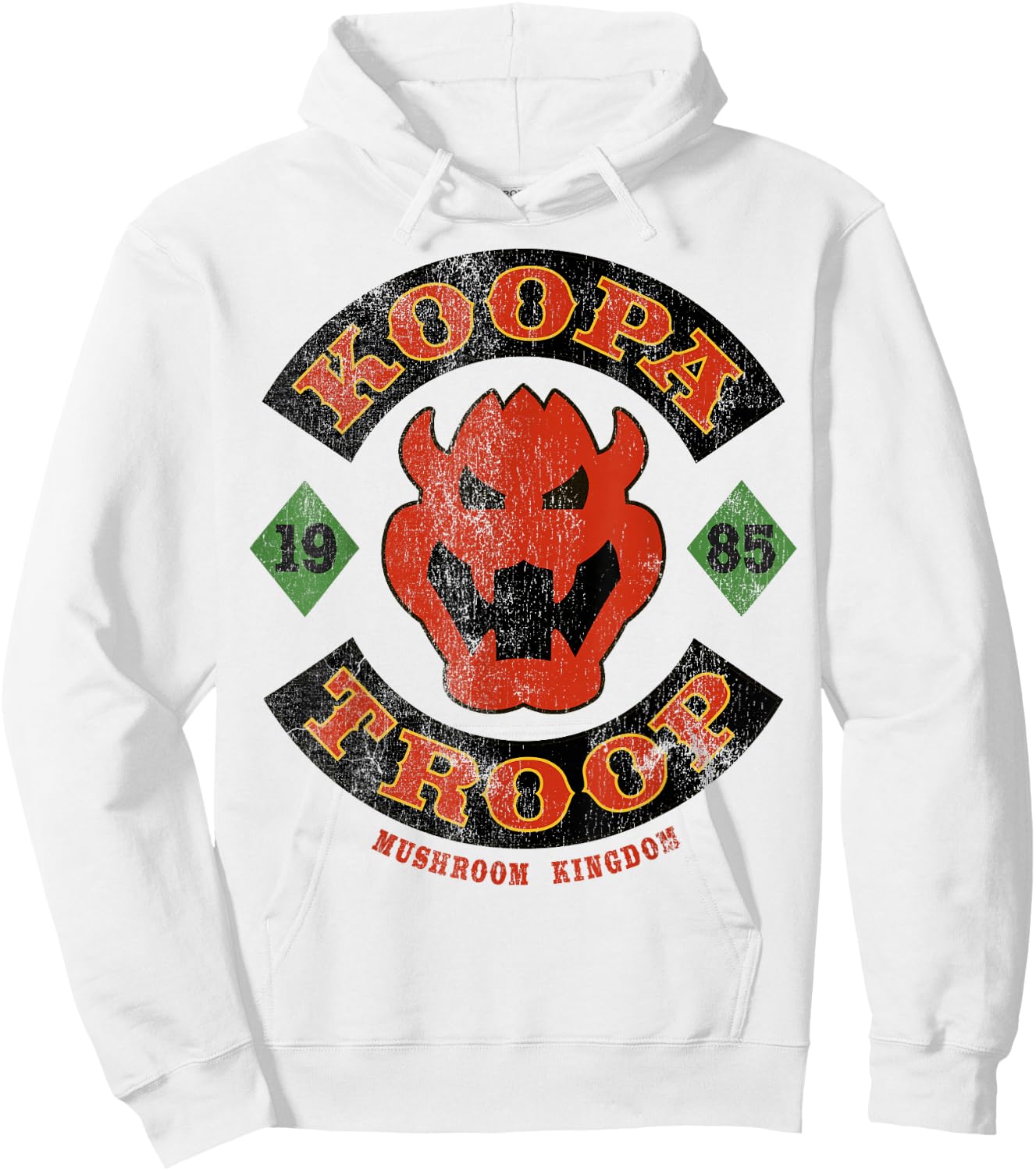 Super Mario Bros Bowser Koopa Troop Vintage Distressed Hoodie - Hoodie | White