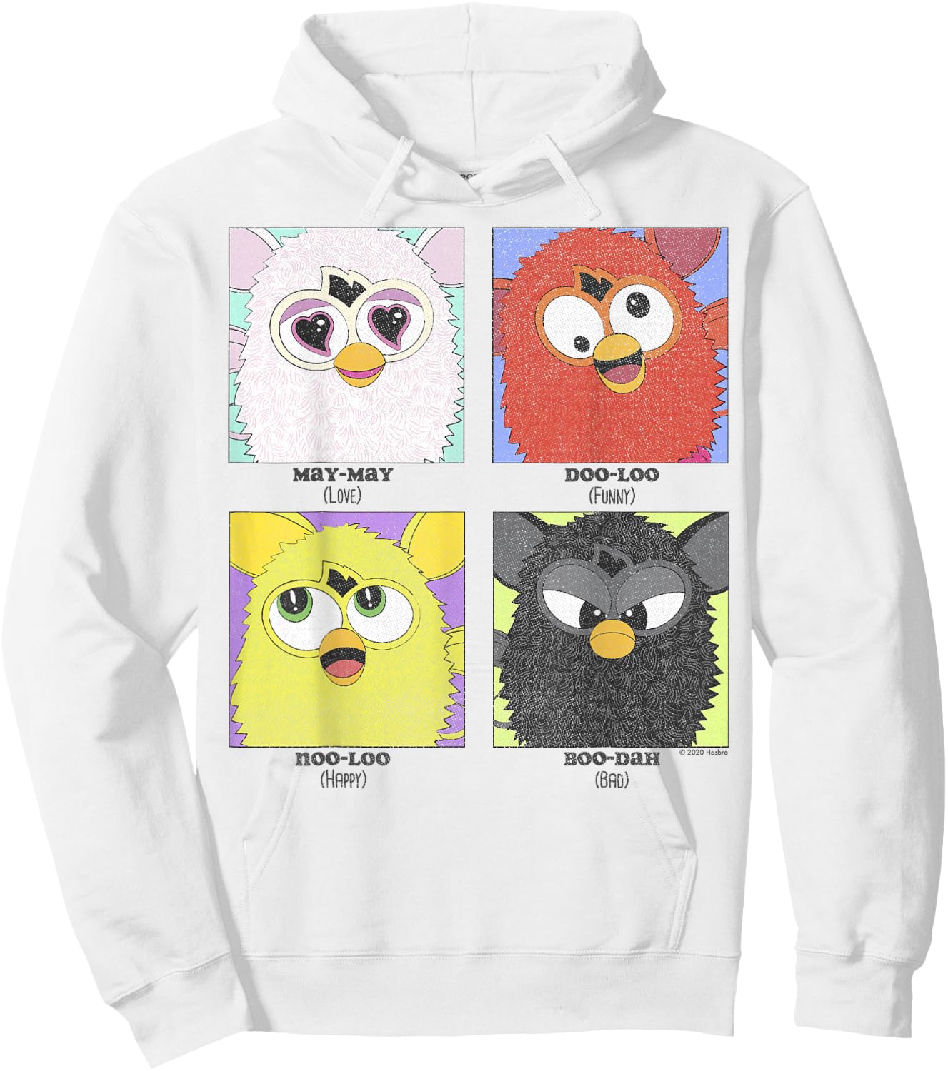 Furby Different Emotions Vintage Box Up Hoodie - Hoodie | White