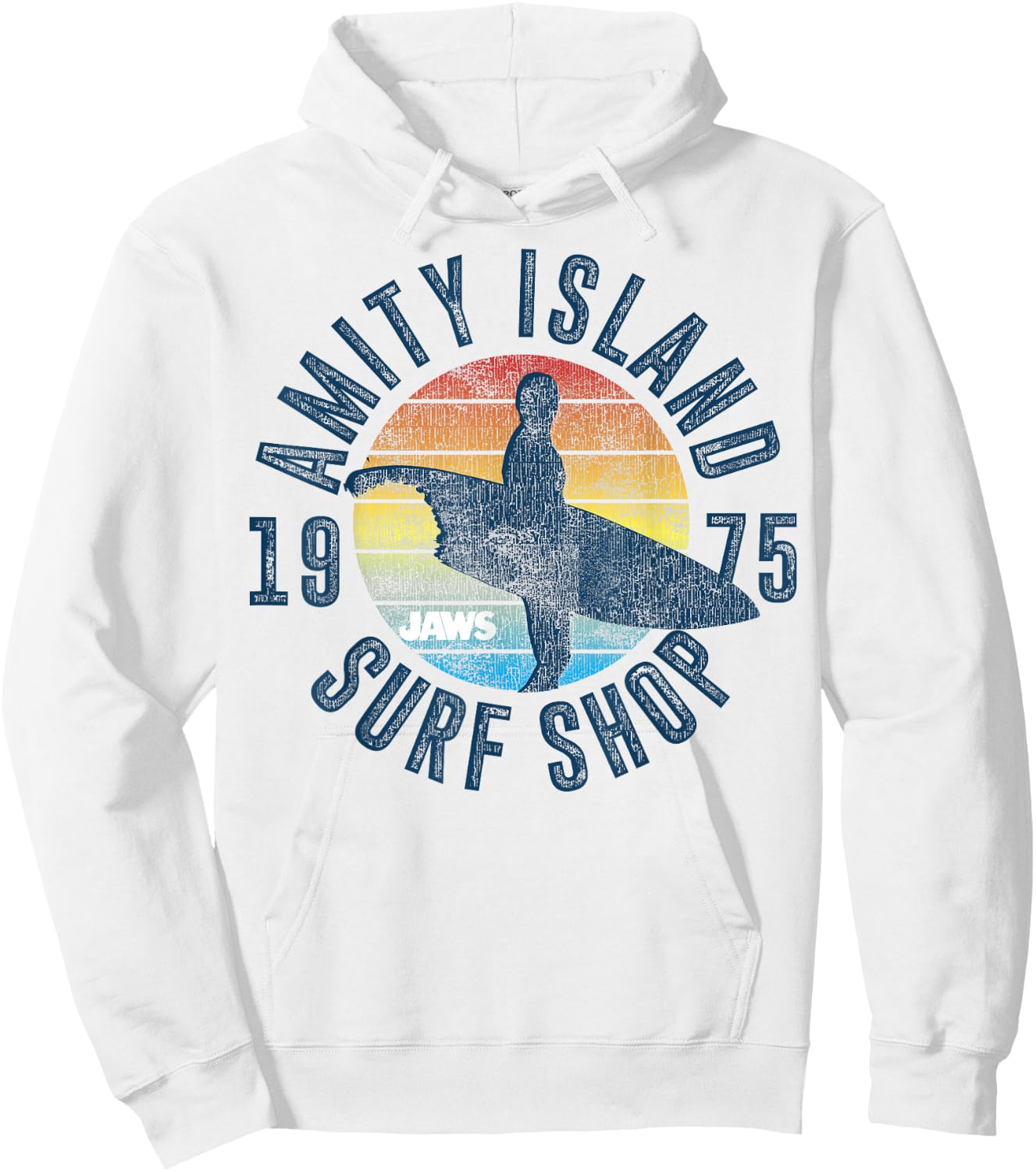 Jaws Amity Island Surf Shop 1975 Retro Logo Hoodie - Hoodie | White