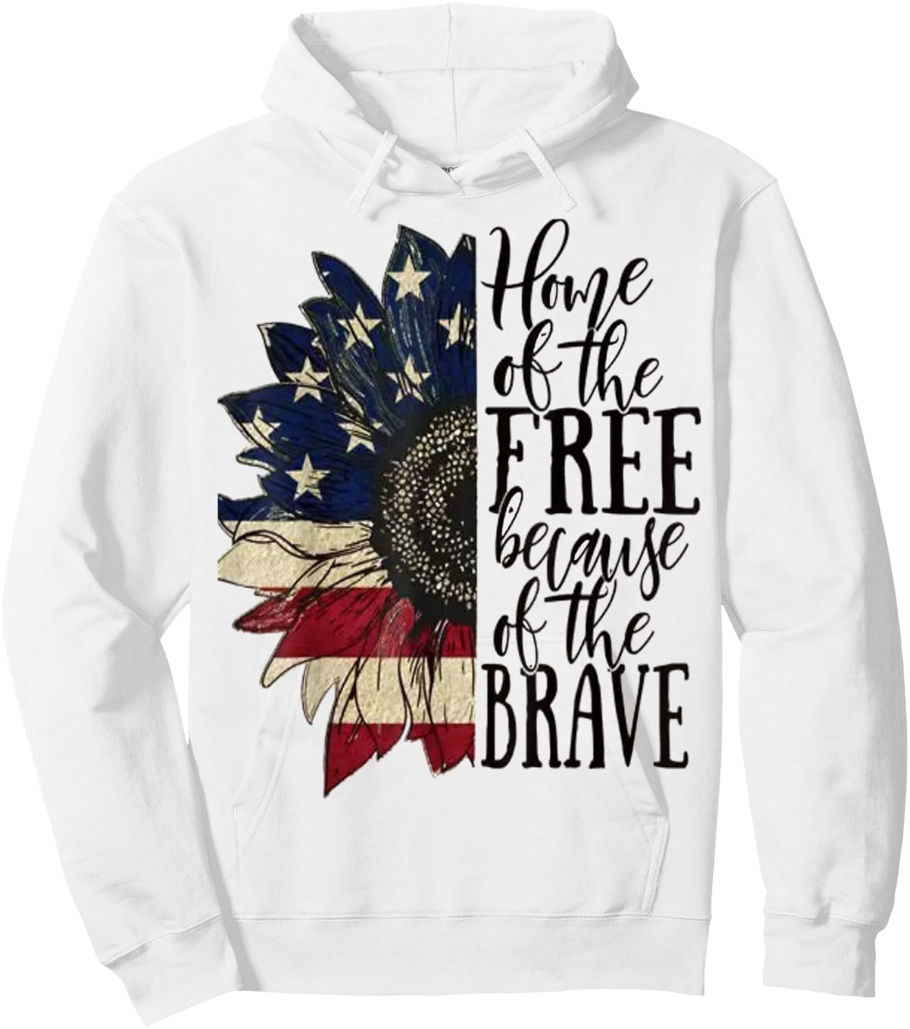 American Flag Patriot Home of The Free Because of The Brave Hoodie - Hoodie | White