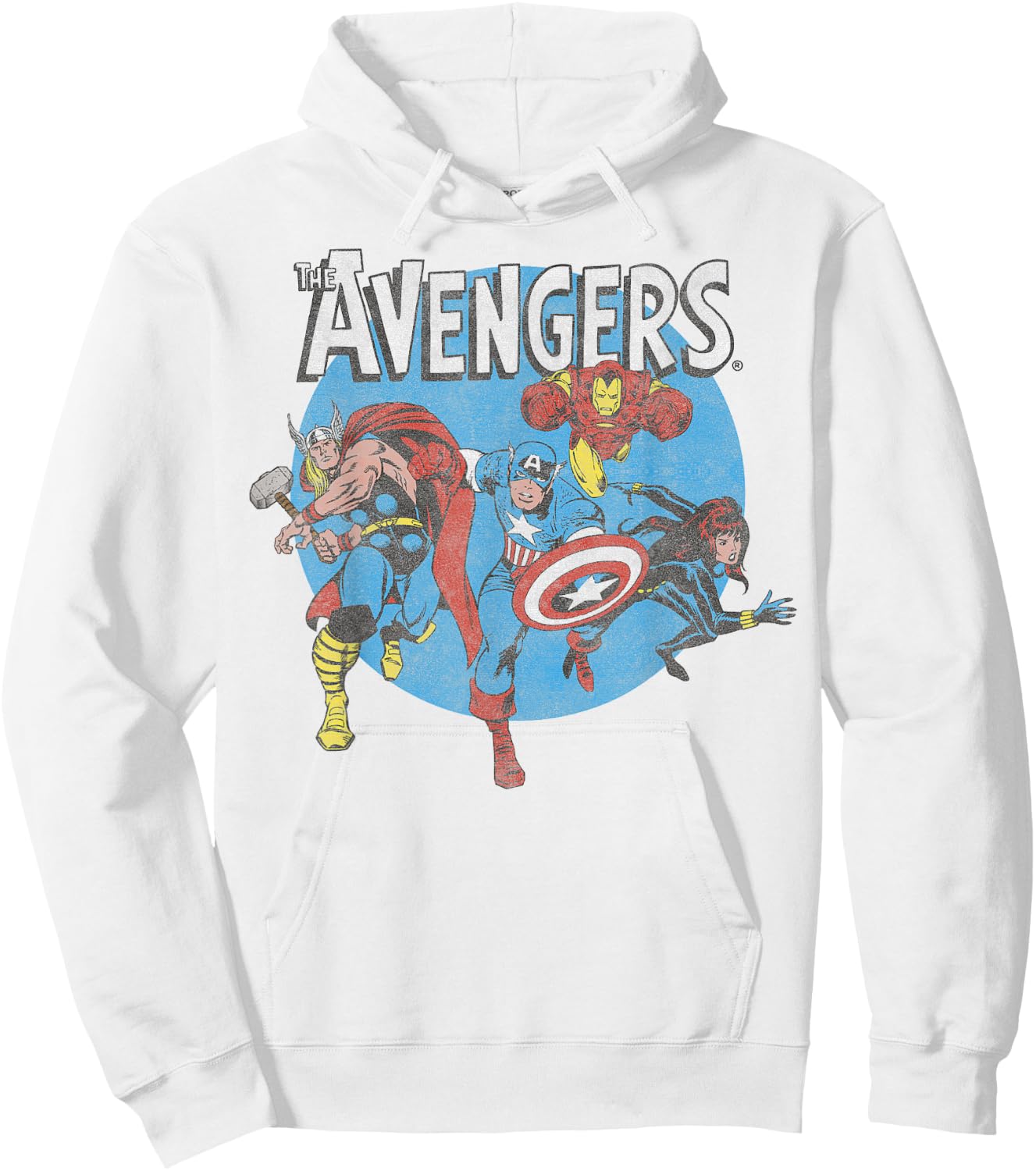 Marvel The Avengers Retro Group Shot Circle Hoodie - Hoodie | White