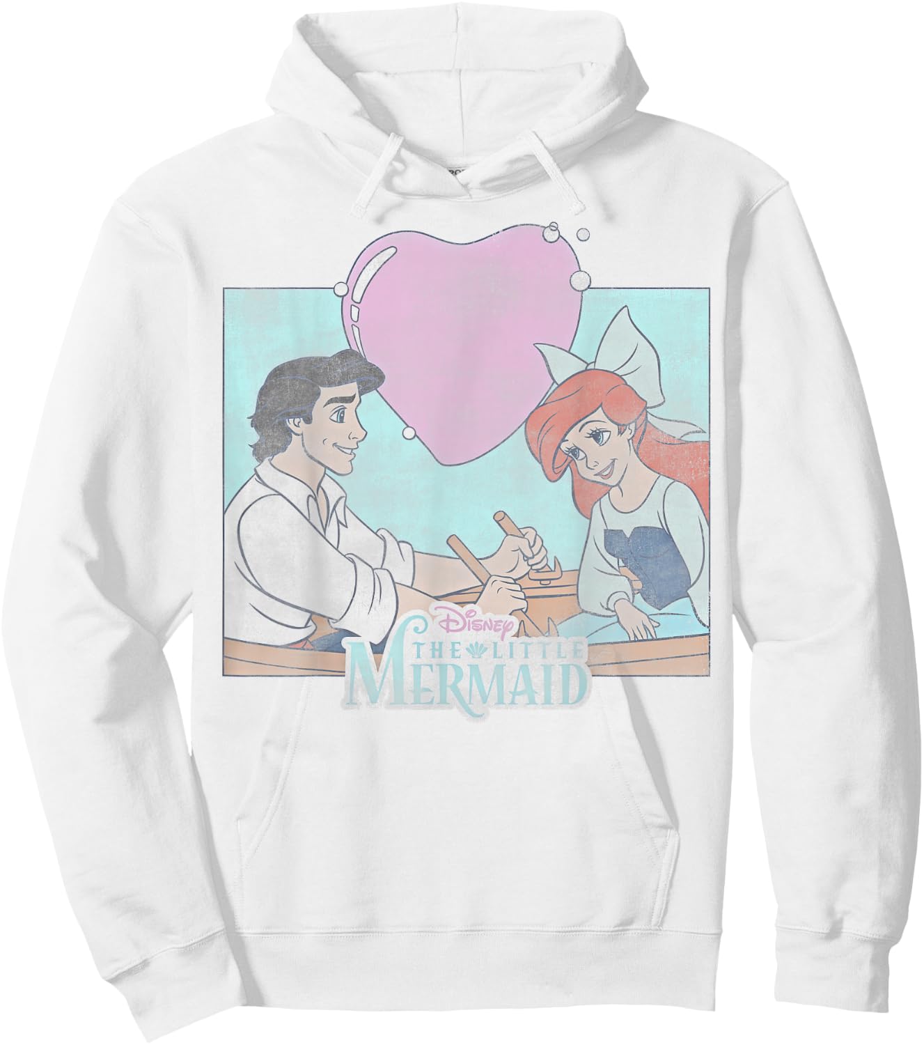 Disney The Little Mermaid Eric & Ariel Heart Portrait Small Hoodie - Hoodie | White