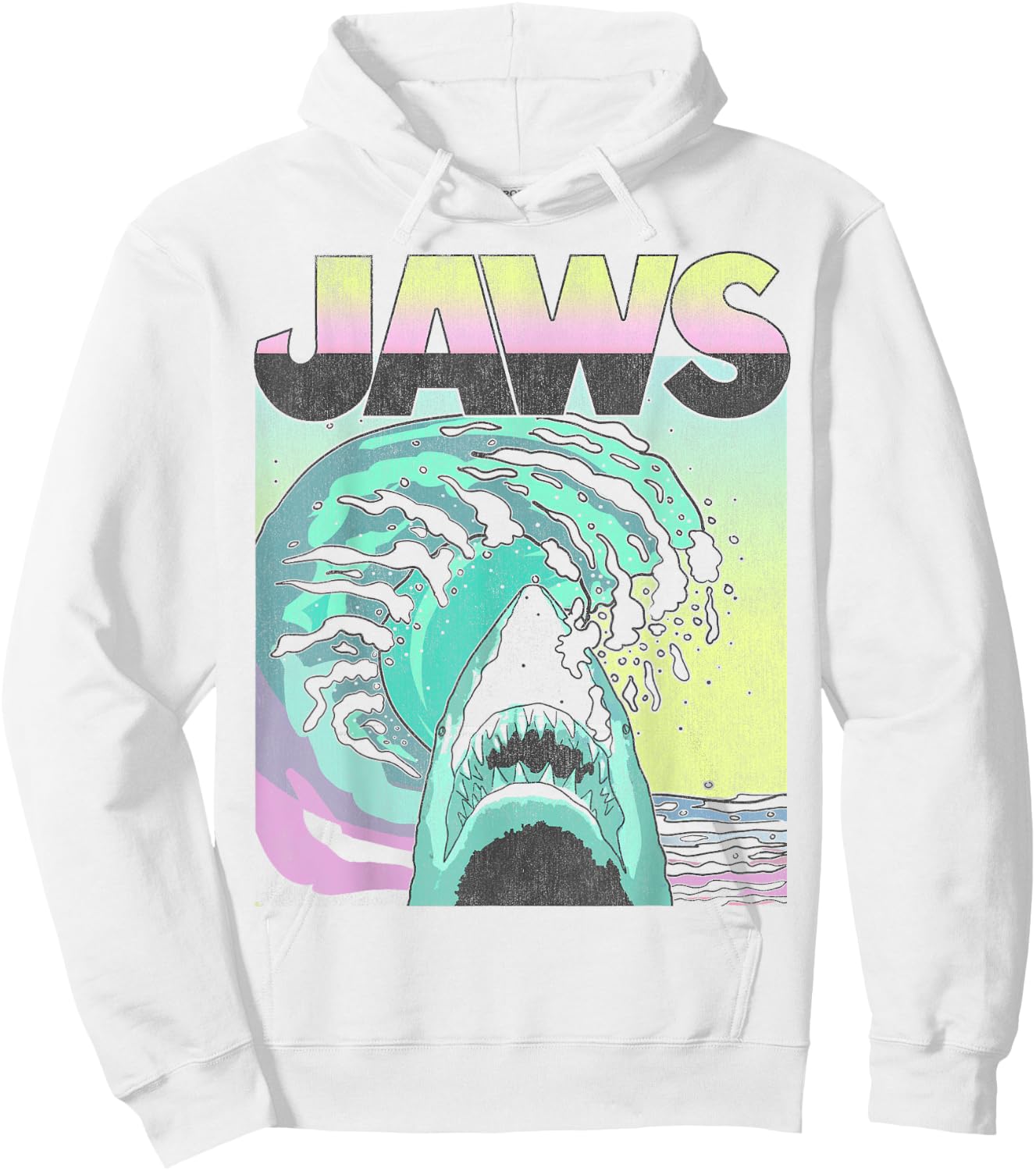 Jaws Retro Wave Poster Hoodie - Hoodie | White