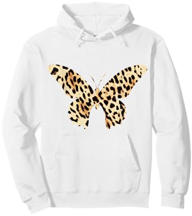 Cheetah Leopard Animal Print Butterfly Hoodie - Hoodie | White