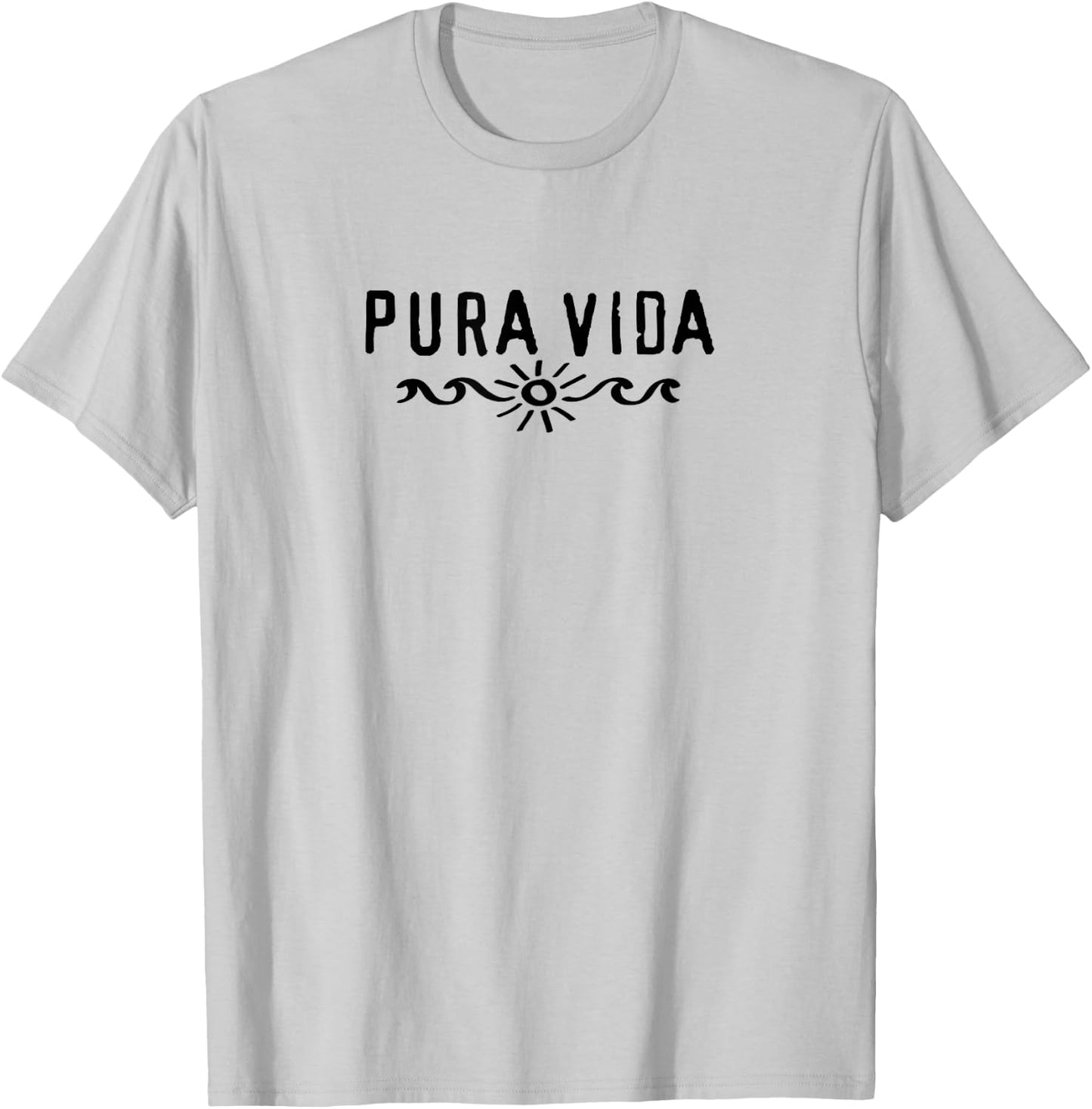 Pure Life, Costa Rica, wave, sun, happiness, motivation, fun T-Shirt - T-Shirt | Ash