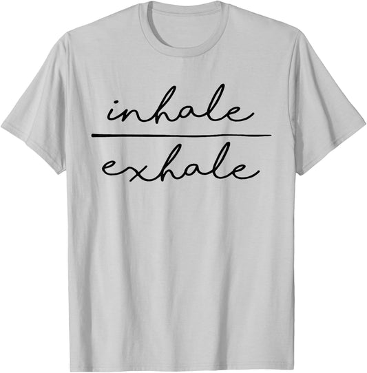 Inhale & Exhale Yoga Lover Women's Yoga Motivational T-Shirt - T-Shirt | Ash