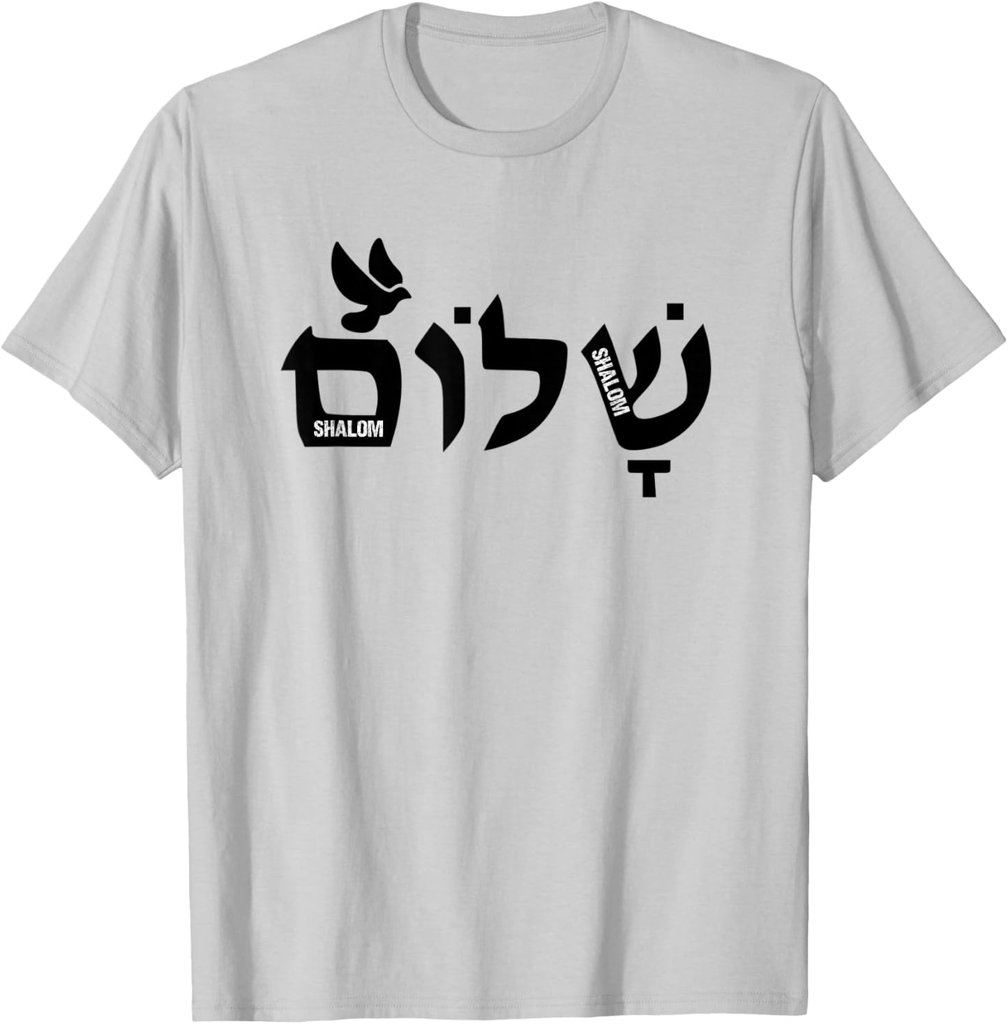 Shalom Hebrew Letters - Dove Of Peace Christian Jewish T-Shirt - T-Shirt | Ash