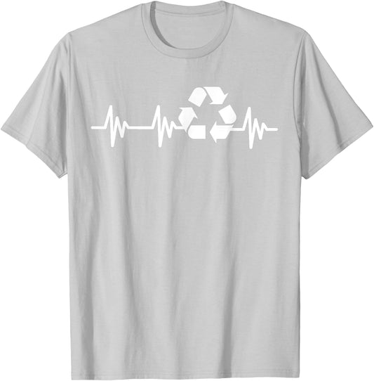Earth Day Heartbeat Recycling Recycle Women Kids T-Shirt - T-Shirt | Ash