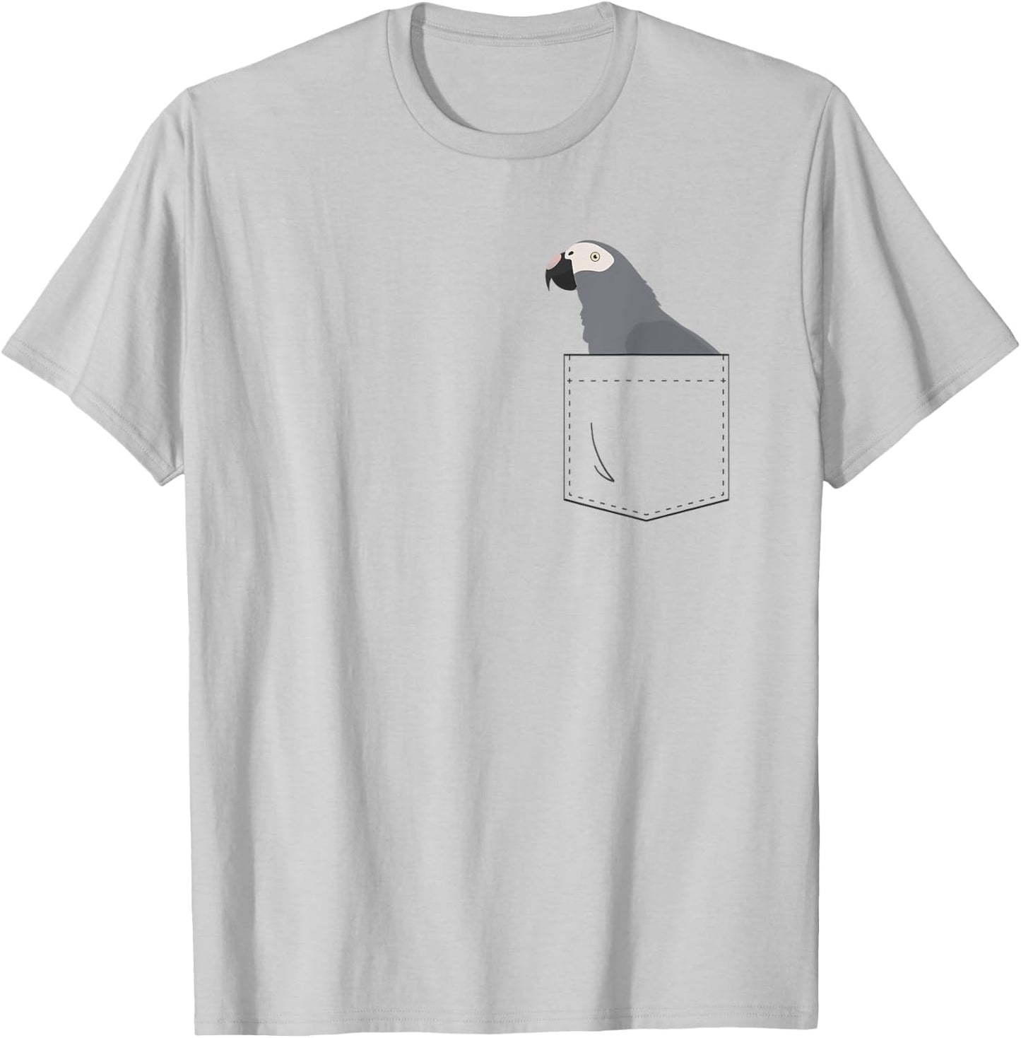 Timneh African Grey Parrot in Fake Pocket T-Shirt - T-Shirt | Ash