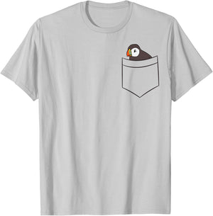 Puffin In The Pocket Seabird Iceland Pocket Puffin T-Shirt - T-Shirt | Ash