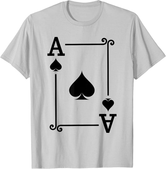 Playing Cards - Matching Spades Card Suits - Ace Card T-Shirt - T-Shirt | Ash