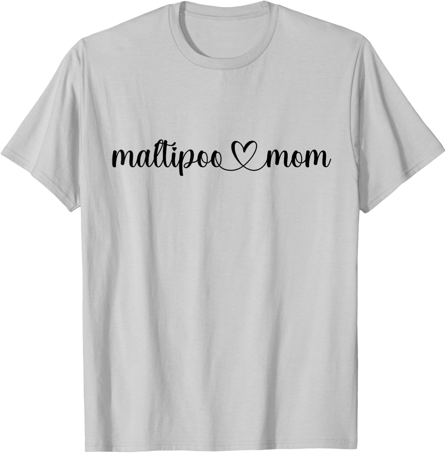 Dog Heart Love Maltipoo Mom T-Shirt - T-Shirt | Ash