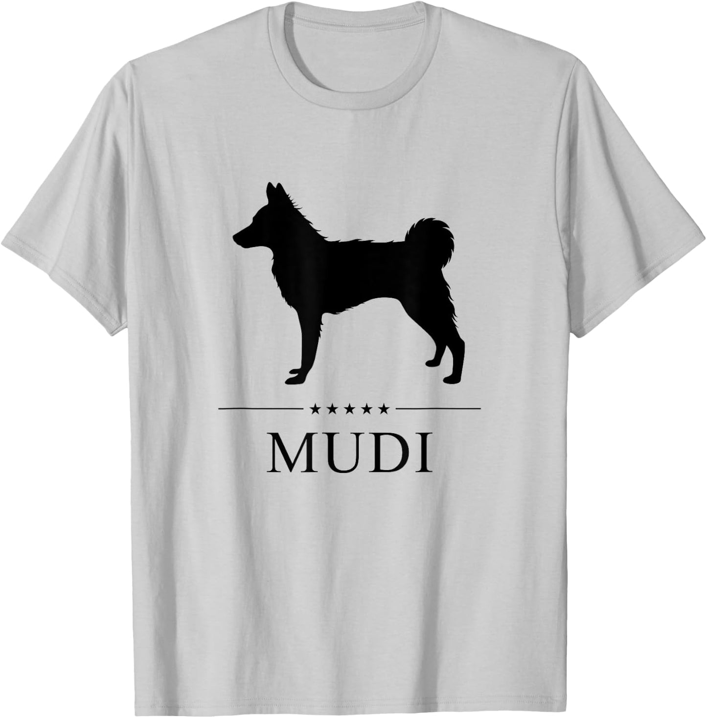 Mudi Dog Black Silhouette T-Shirt - T-Shirt | Ash