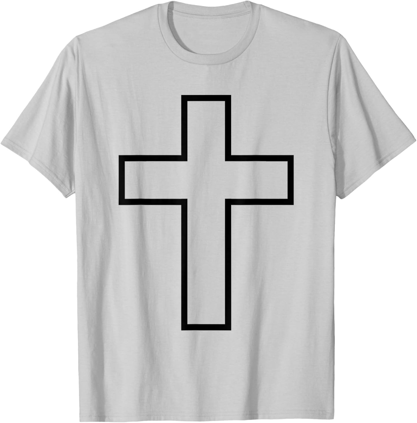 Black Cross Symbol Silhouette Outfit Sacred God Design Cross T-Shirt - T-Shirt | Ash