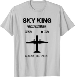 Sky King Tribute Q400 Game Over Continue Screen T-Shirt - T-Shirt | Ash