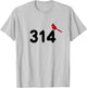 GGT 314 Saint Louis MO Red Bird Cardinal STL Area Code T-Shirt - T-Shirt | Ash