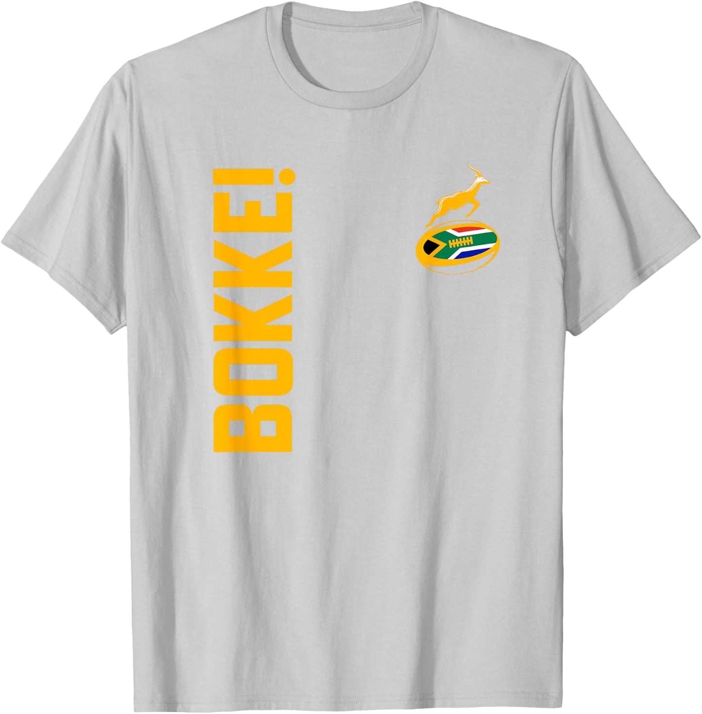 Springbok Rugby. Bokke, South African Flag. With Back Print T-Shirt - T-Shirt | Ash