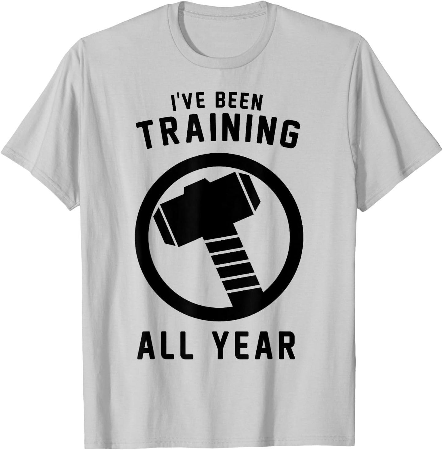 Marvel Avengers Thor I've Been Training All Year Hammer Logo T-Shirt - T-Shirt | Ash