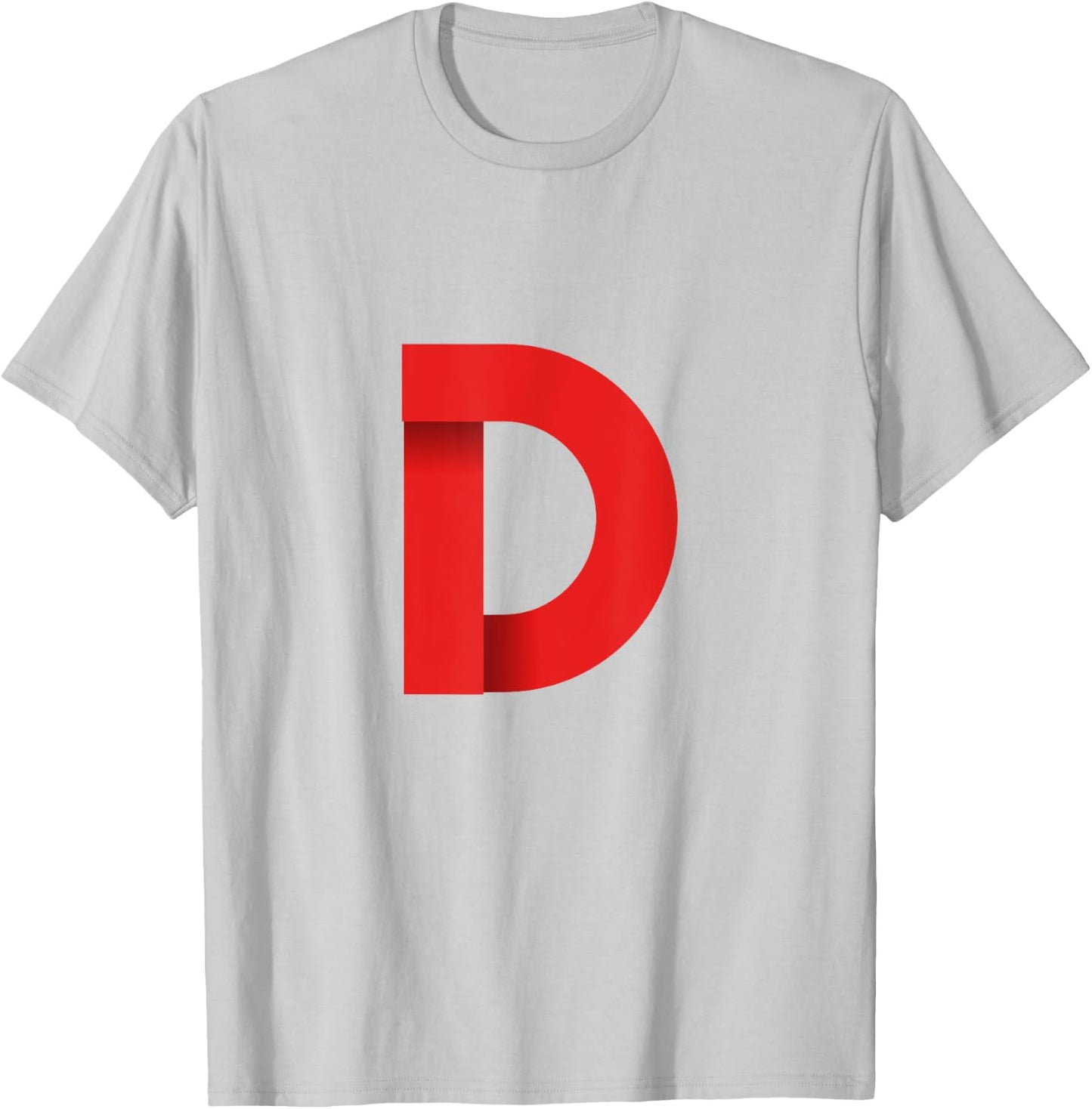 White With Red Letter D T-Shirt - T-Shirt | Ash