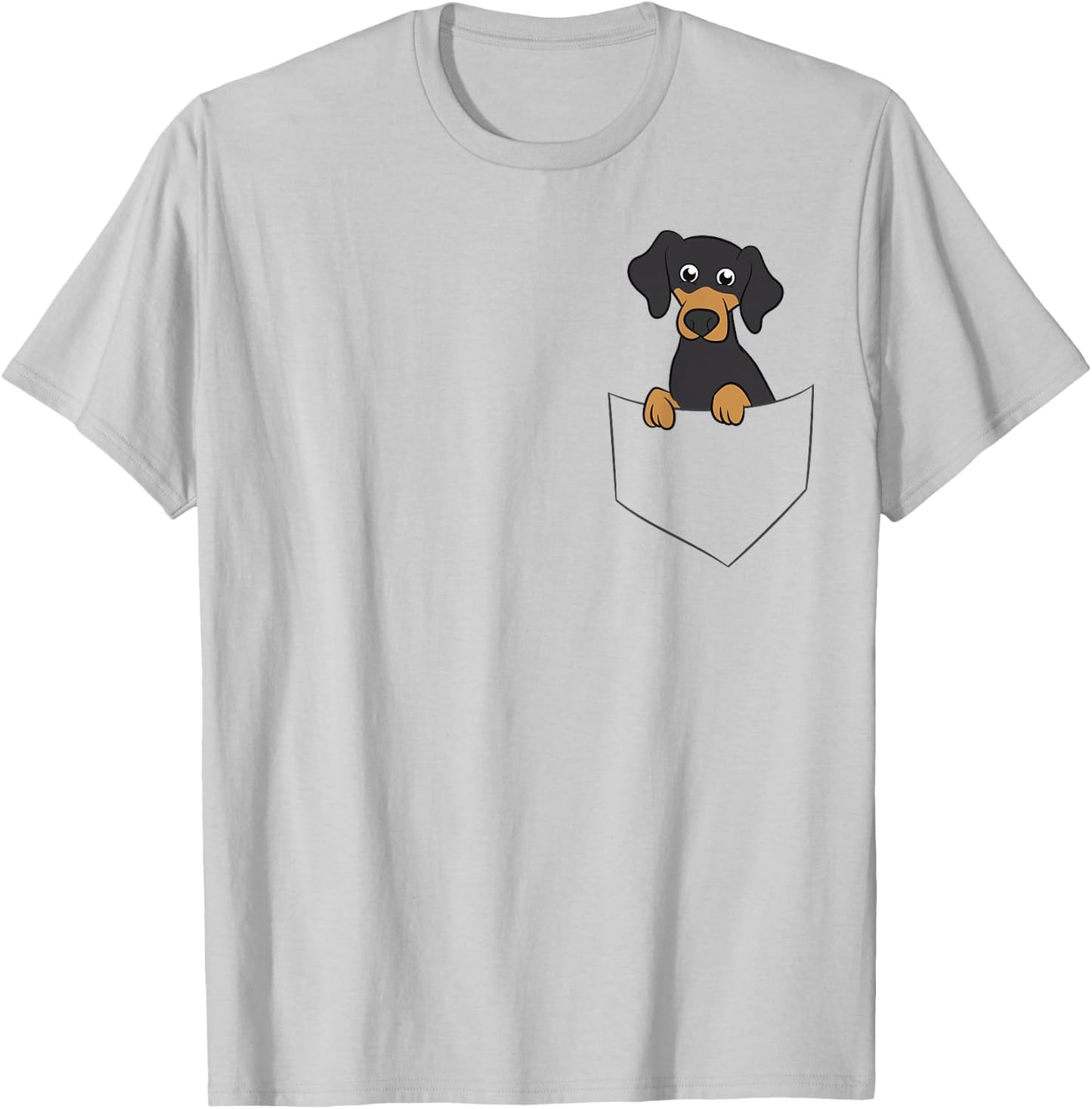 Cute Dachshund In Pocket Dog In Pocket Funny Dachshund T-Shirt - T-Shirt | Ash