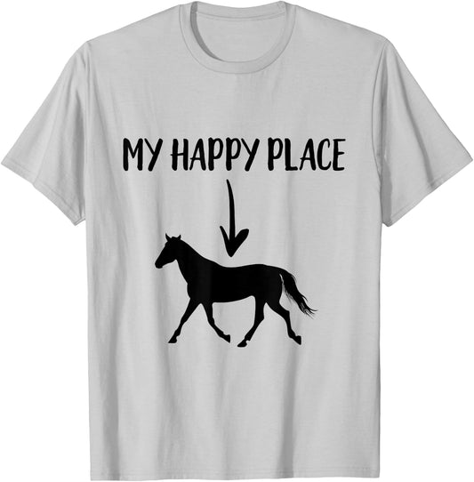 Horse My Happy Place Riding Equestrian Vaulting Dressage T-Shirt - T-Shirt | Ash