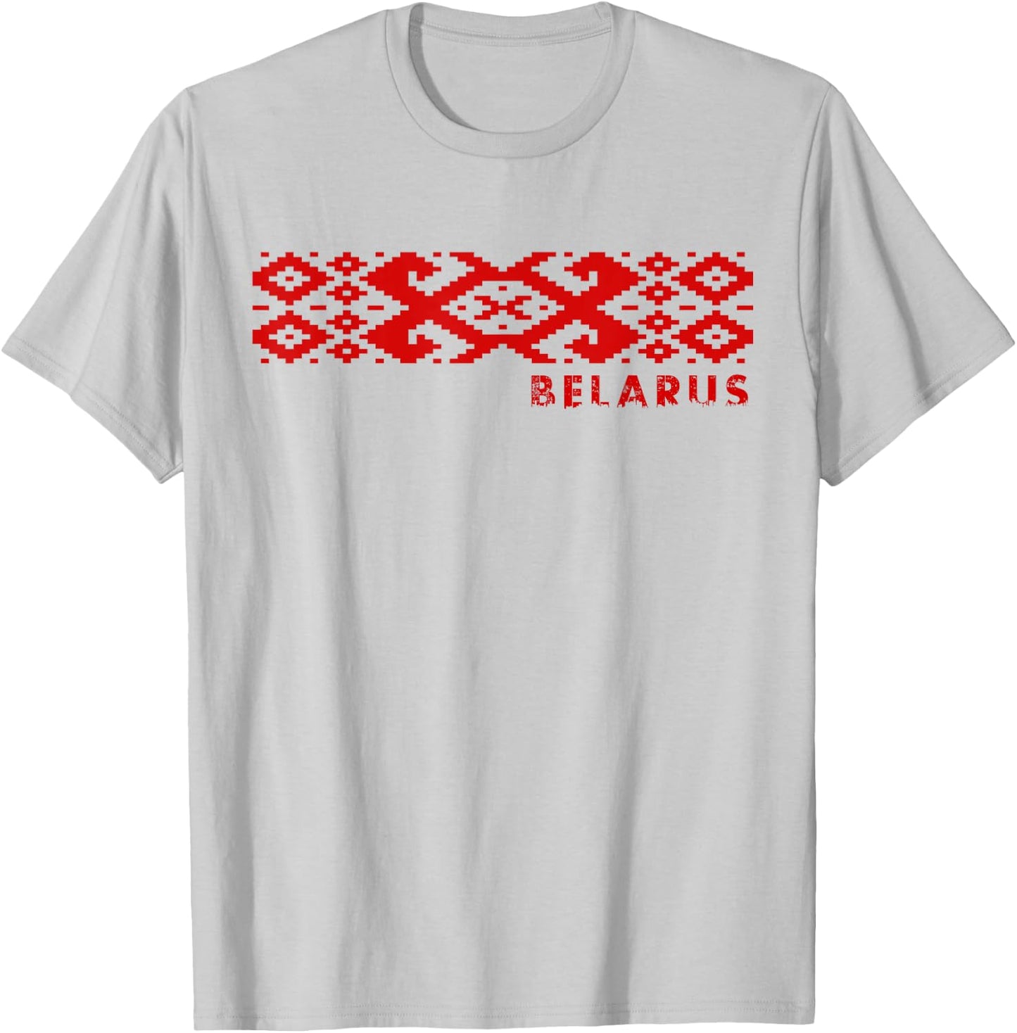 Belarus National Ornament Pattern Old Flag Pagonya T-Shirt - T-Shirt | Ash