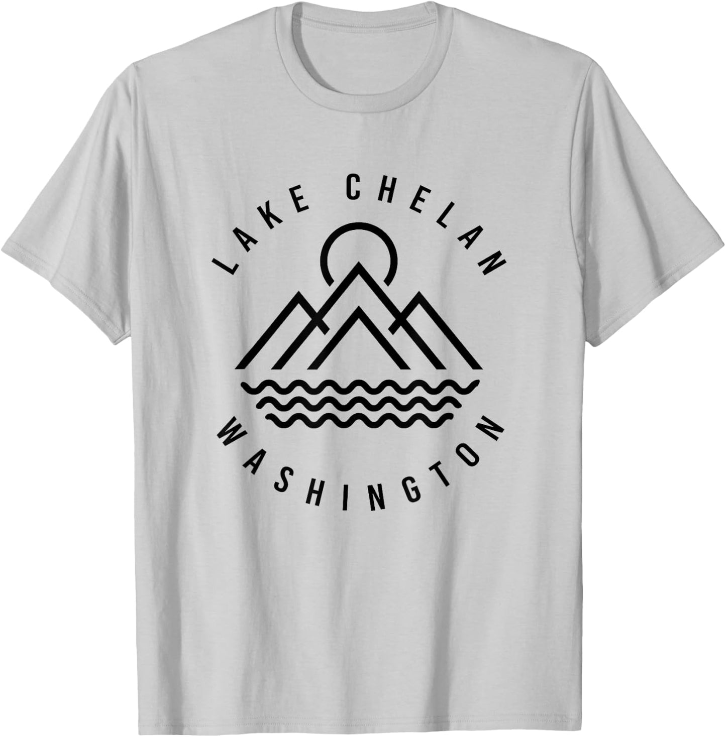 Lake Chelan Mountains Washington Hiking Outdoors Minimal T-Shirt - T-Shirt | Ash