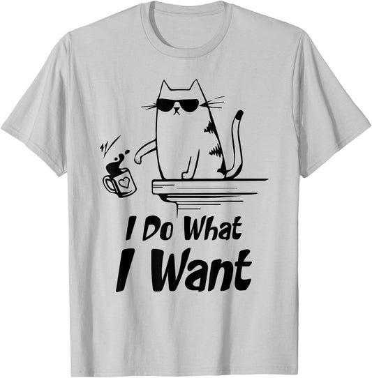 Do What I Want Black Cat Red Cup Funny Graphic Women Girls Kids T-Shirt - T-Shirt | Ash