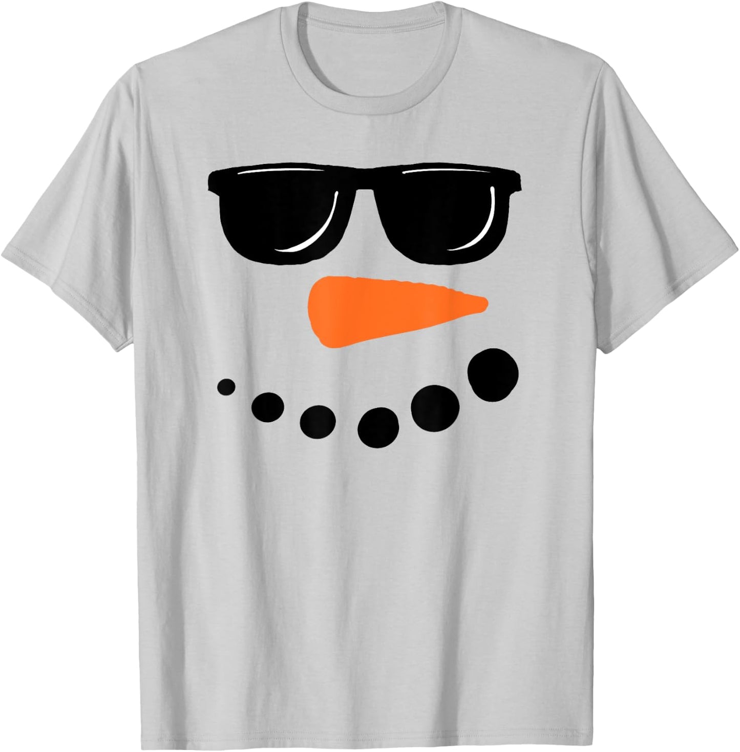Funny Christmas Winter Snowman Face Carrot Nose Sunglasses T-Shirt - T-Shirt | Ash