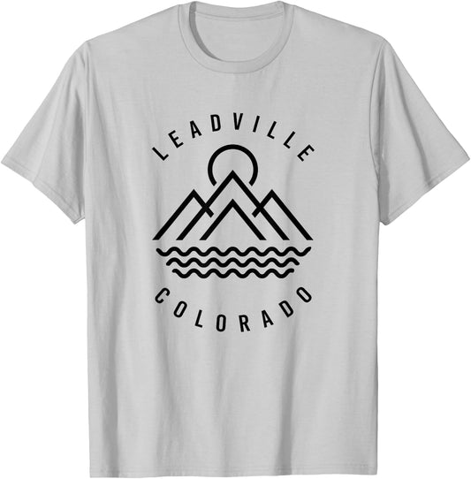 Leadville Mountains Colorado Hiking Outdoors Minimal T-Shirt - T-Shirt | Ash