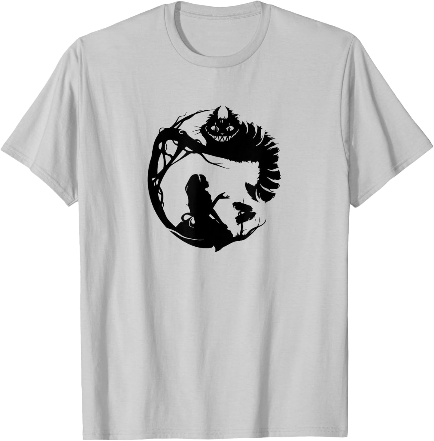Alice in Wonderland and the Cheshire Cat silhouette T-Shirt - T-Shirt | Ash