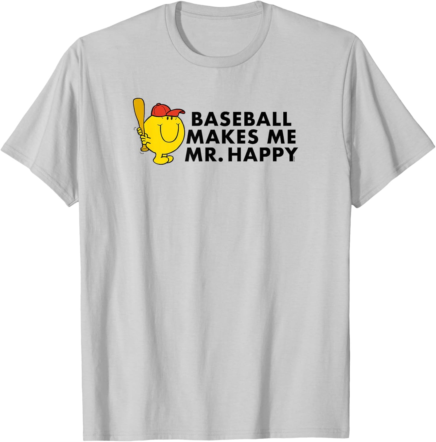 Mr. Men Little Miss Baseball Makes Me Mr Happy T-Shirt - T-Shirt | Ash