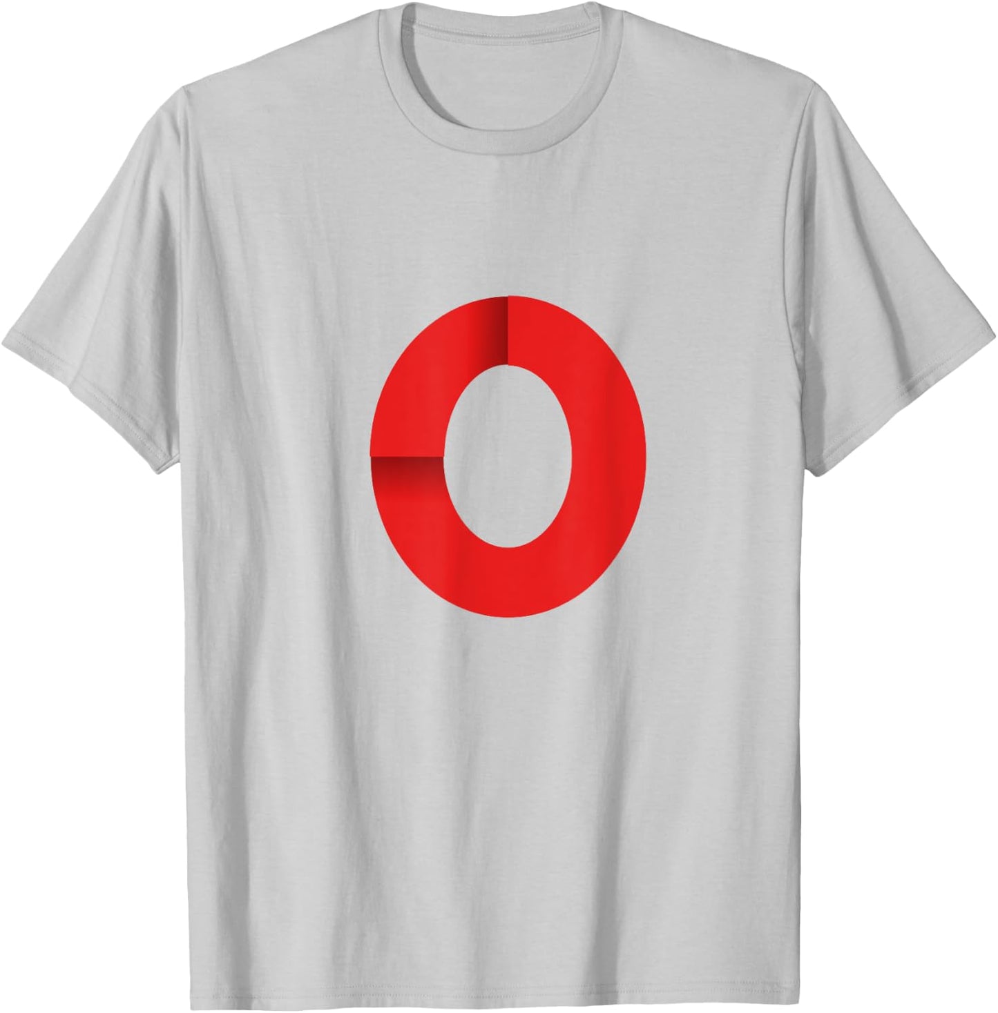 White With Red Letter O T-Shirt - T-Shirt | Ash