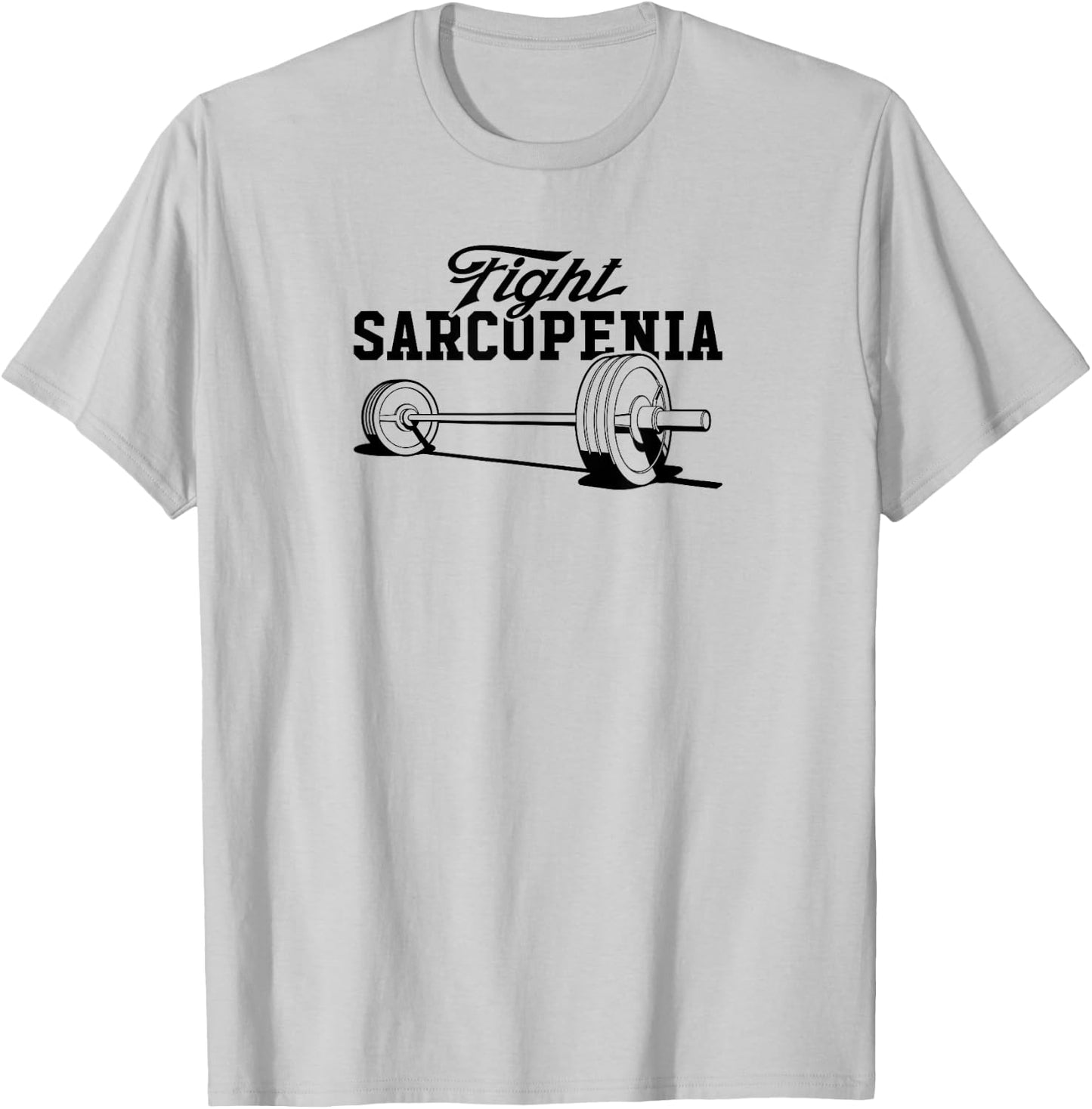 Fight Sarcopenia Barbell for Baby Boomers Exercise Scientist T-Shirt - T-Shirt | Ash