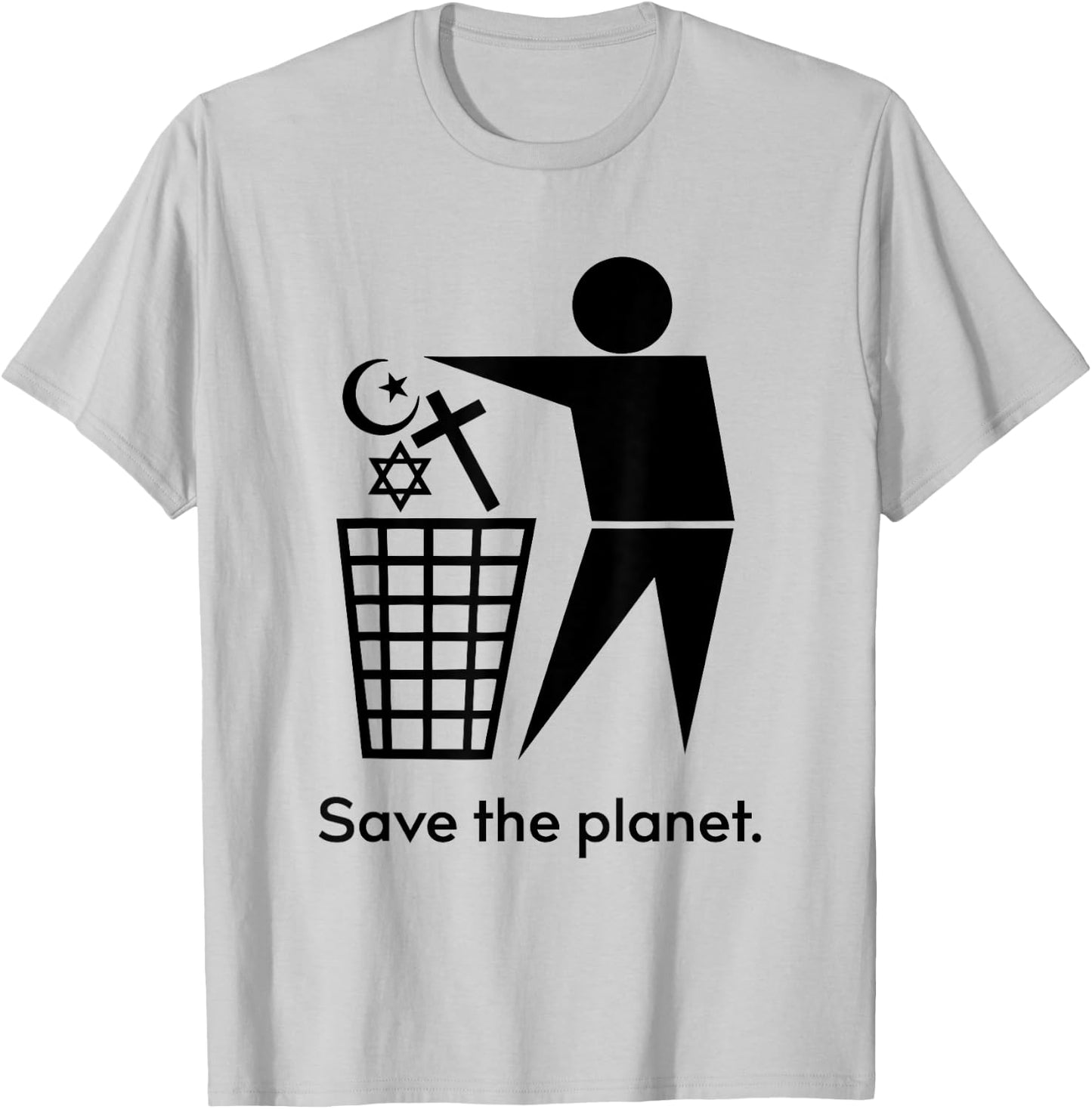 Save The Planet Trash Religion T-Shirt - T-Shirt | Ash