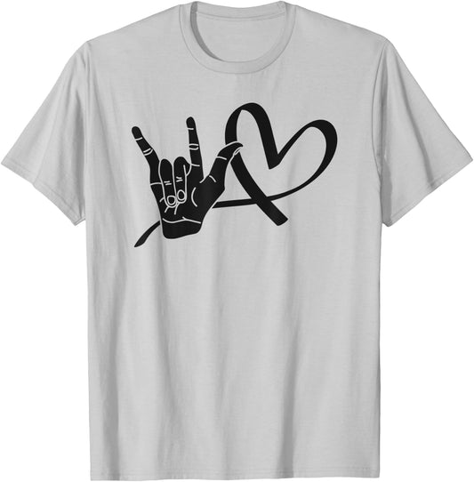 Deaf Awareness Shirts Sign Language Shirt Love ASL Teacher Men Women Kids T-Shirt - T-Shirt | Ash