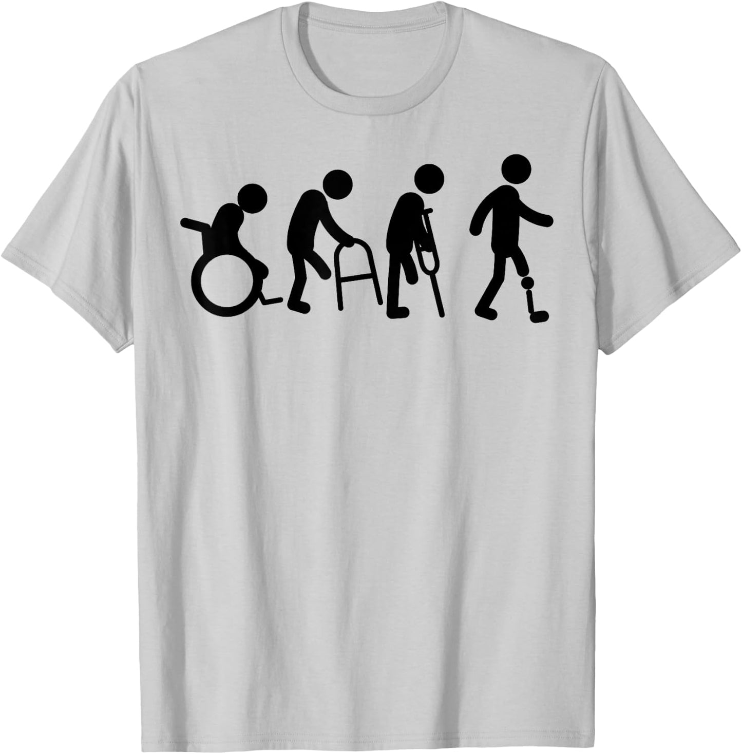Funny Amputee Gift Prosthetic Evolution | Cute Disability T-Shirt - T-Shirt | Ash