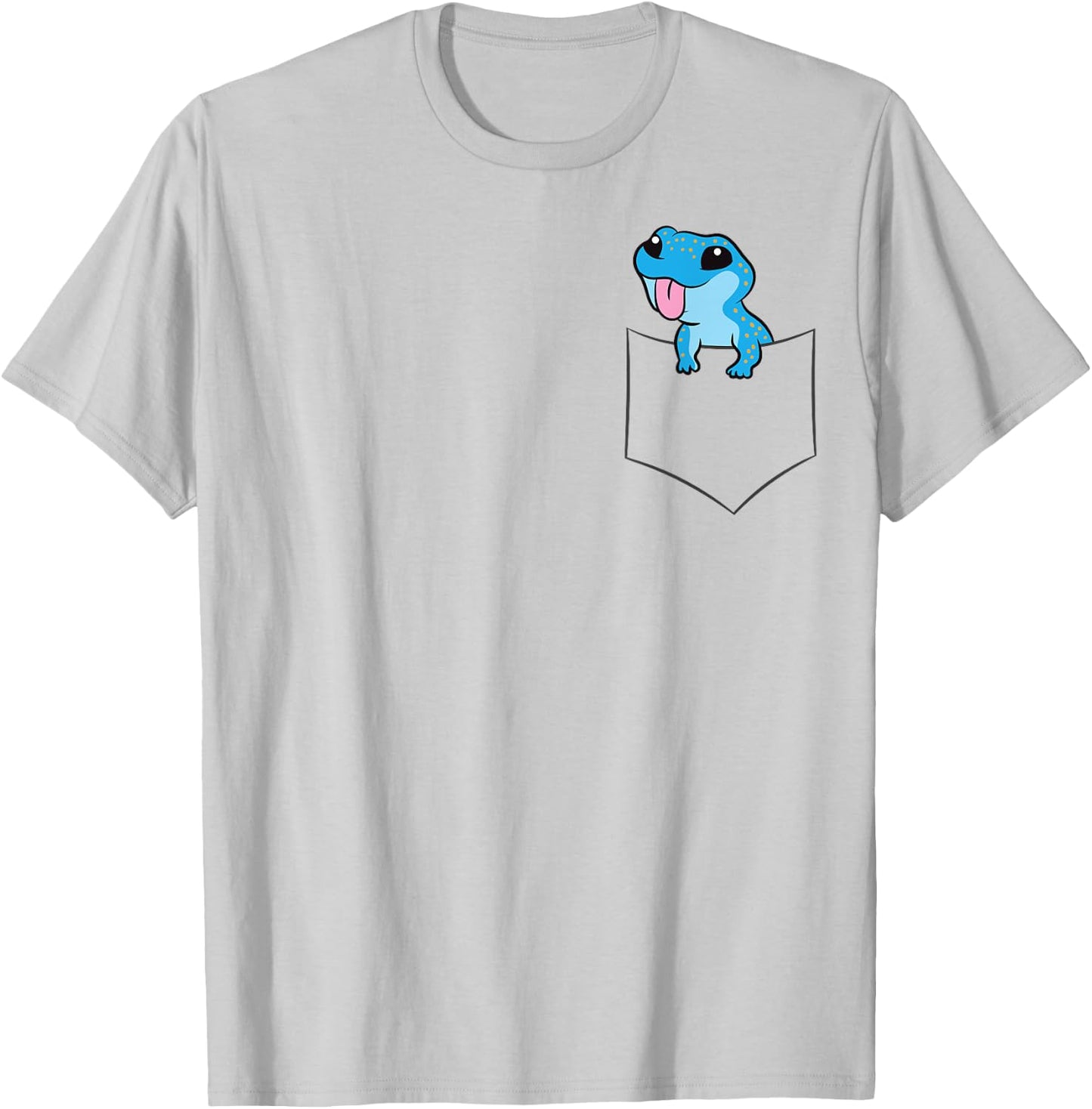Cute Blue Gecko In A Pocket Lizard Reptile Pocket Blue Gecko T-Shirt - T-Shirt | Ash