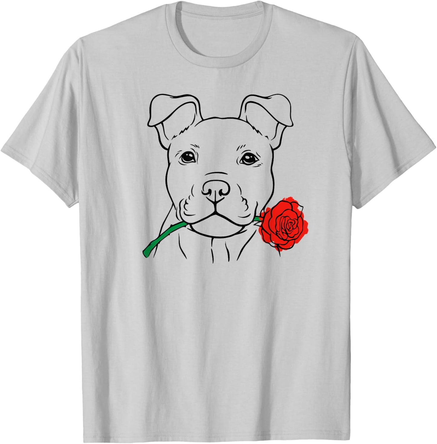 Cute Puppy Love with Rose - Dog Lover Christmas & Valentines T-Shirt - T-Shirt | Ash
