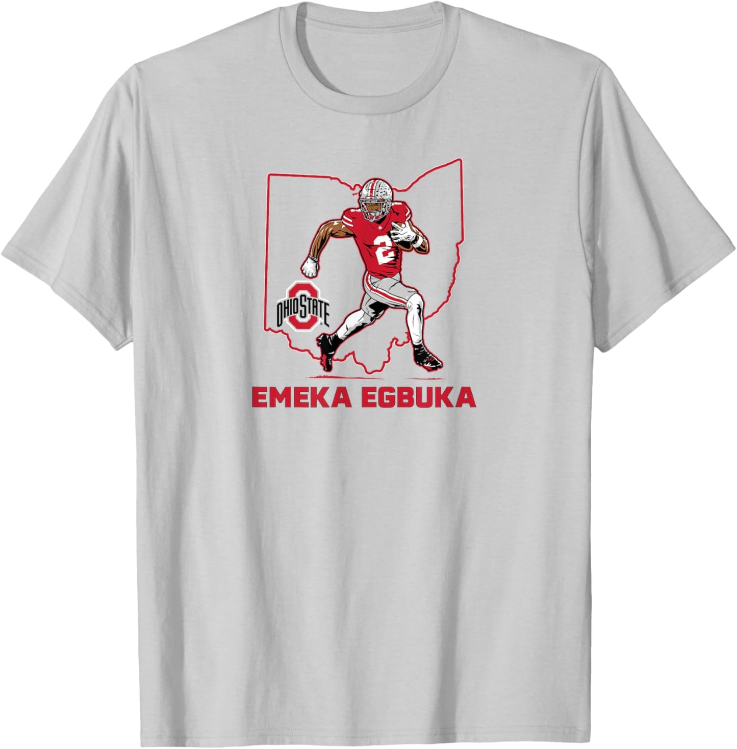 Ohio State Football: Emeka Egbuka State Star T-Shirt - T-Shirt | Ash