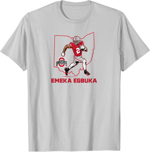 Ohio State Football: Emeka Egbuka State Star T-Shirt - T-Shirt | Ash