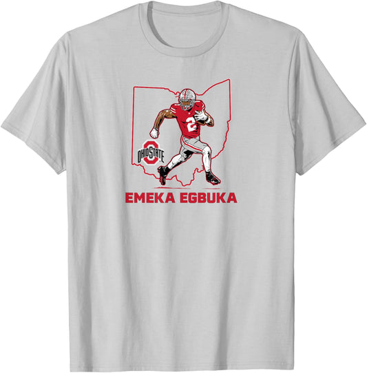 Ohio State Football: Emeka Egbuka State Star T-Shirt - T-Shirt | Ash