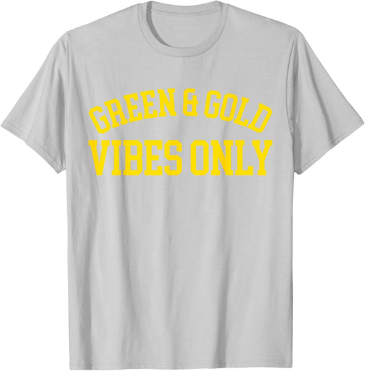 Green And Gold Vibes Only - High School Football T-Shirt - T-Shirt | Ash