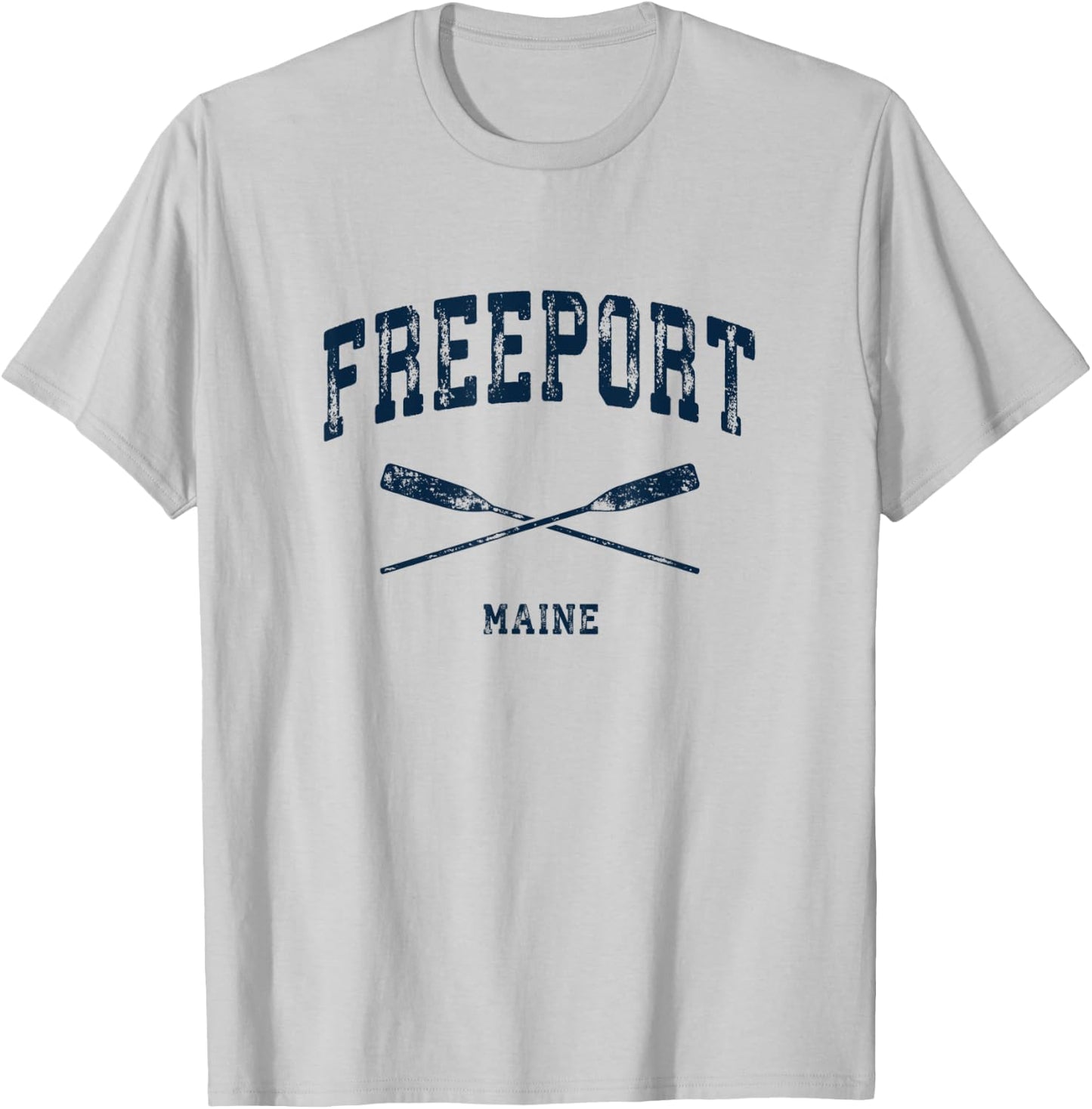 Freeport Maine Vintage Nautical Crossed Oars Navy T-Shirt - T-Shirt | Ash