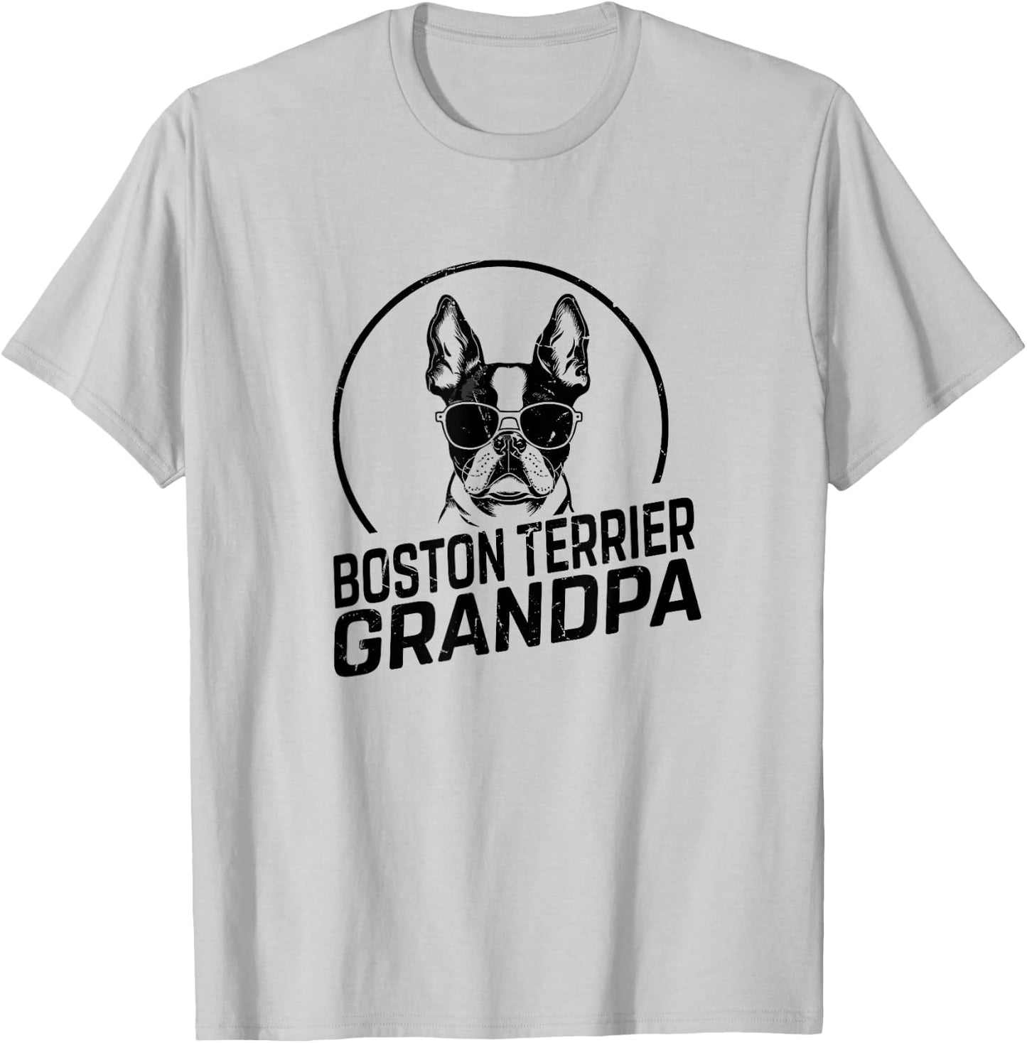 Boston Terrier Dog Grandpa Grand Paw Dog Lover Gifts Men Dad T-Shirt - T-Shirt | Ash