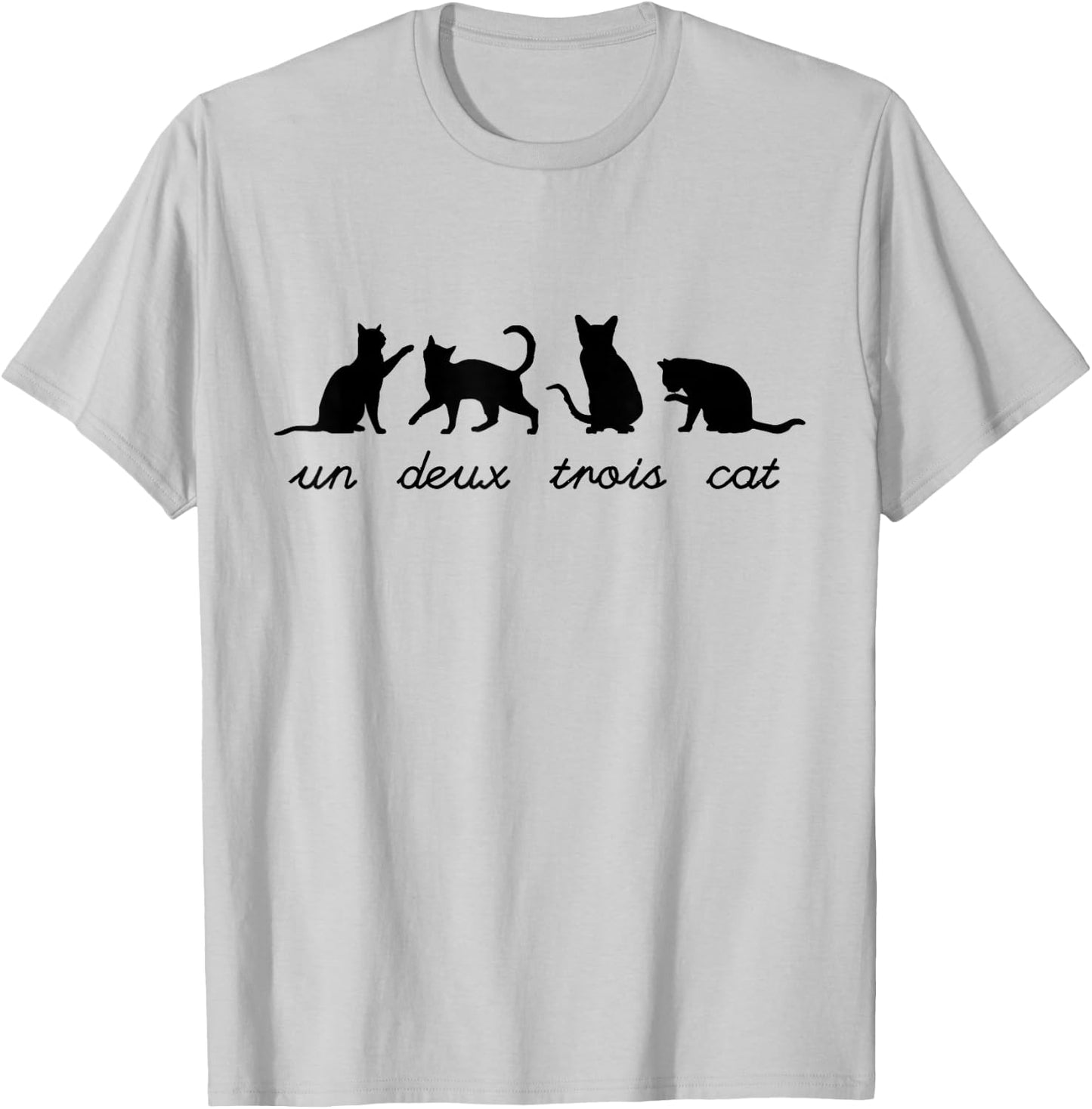 Un Deux Trois Cat Cute Funny French Teacher Pun Cat Lovers Women Girls Kids T-Shirt - T-Shirt | Ash