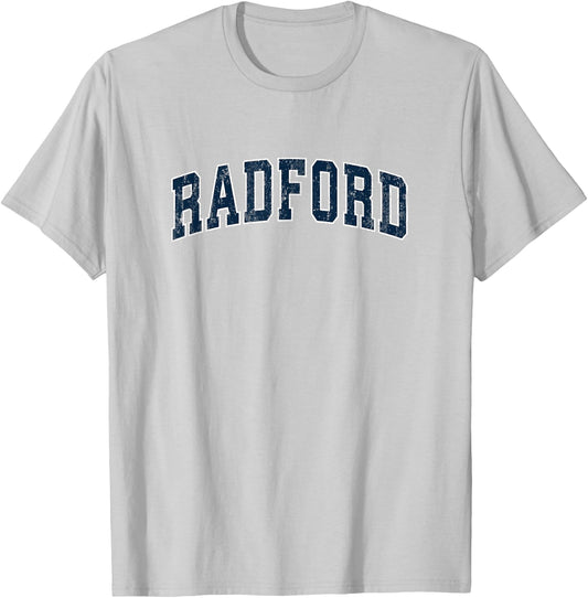 Radford Virginia VA Vintage Sports Design Navy Design T-Shirt - T-Shirt | Ash
